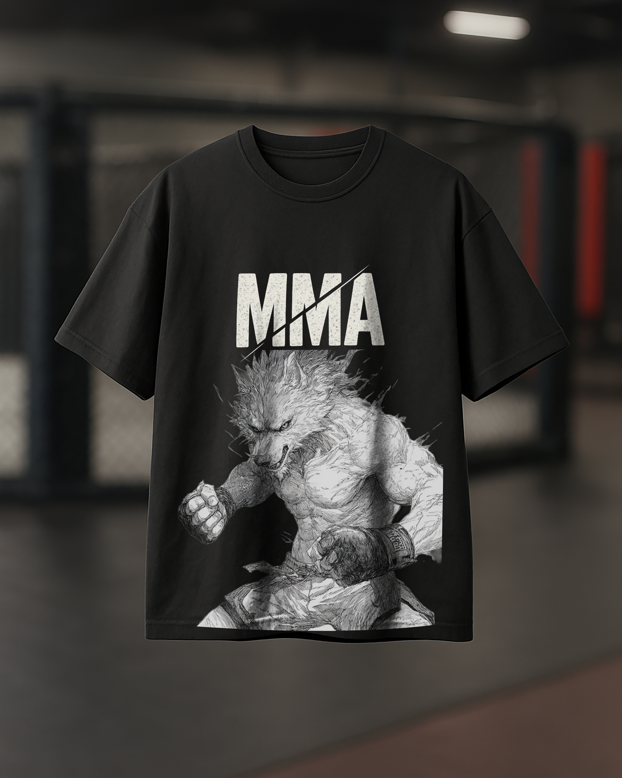 MMA Warrior Wolf - Men's Black Tee