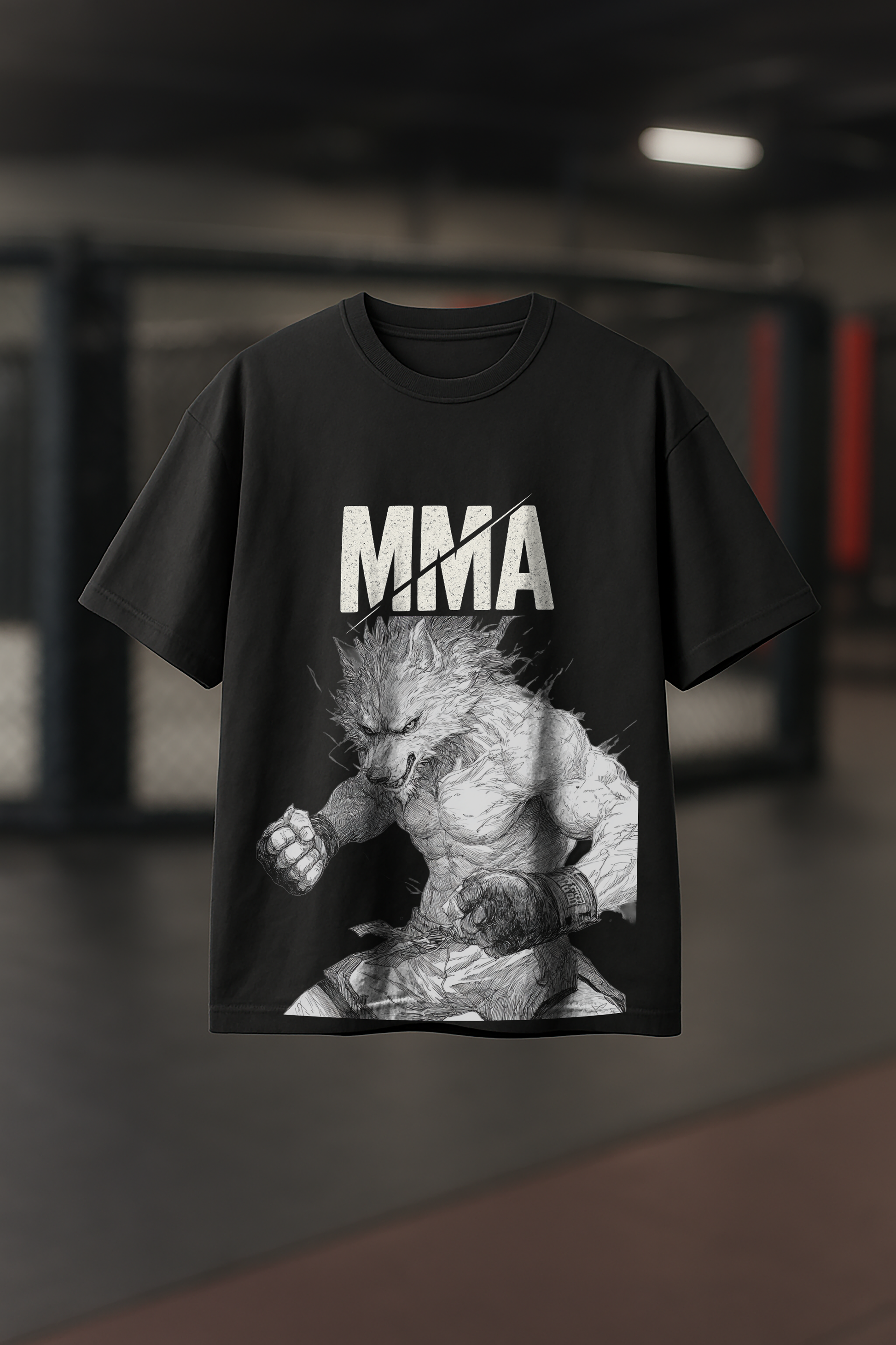 MMA Warrior Wolf - Men's Black Tee