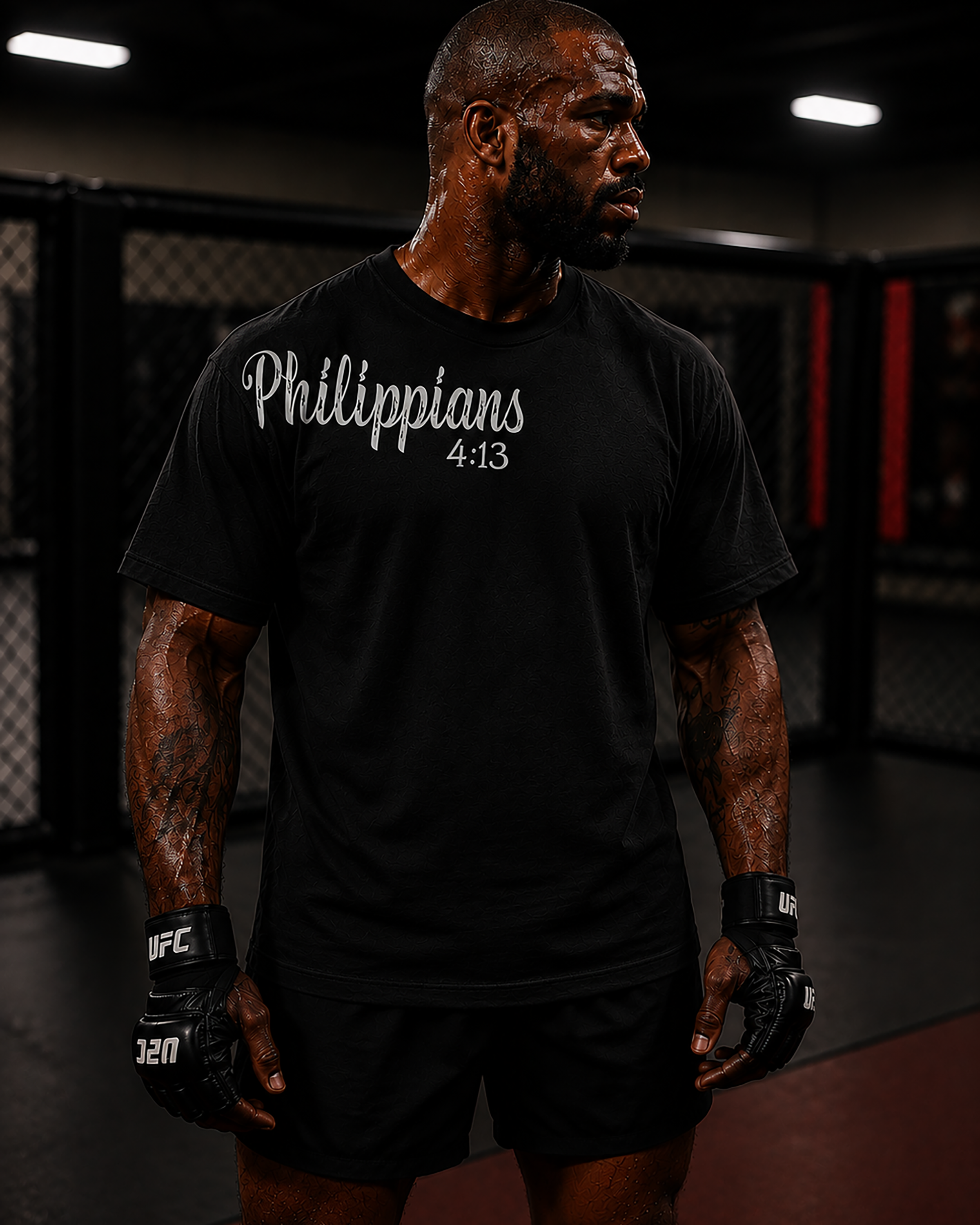 Jon Jones "GOAT"  Philippians 4:13 Tee - Men's Black T-shirt