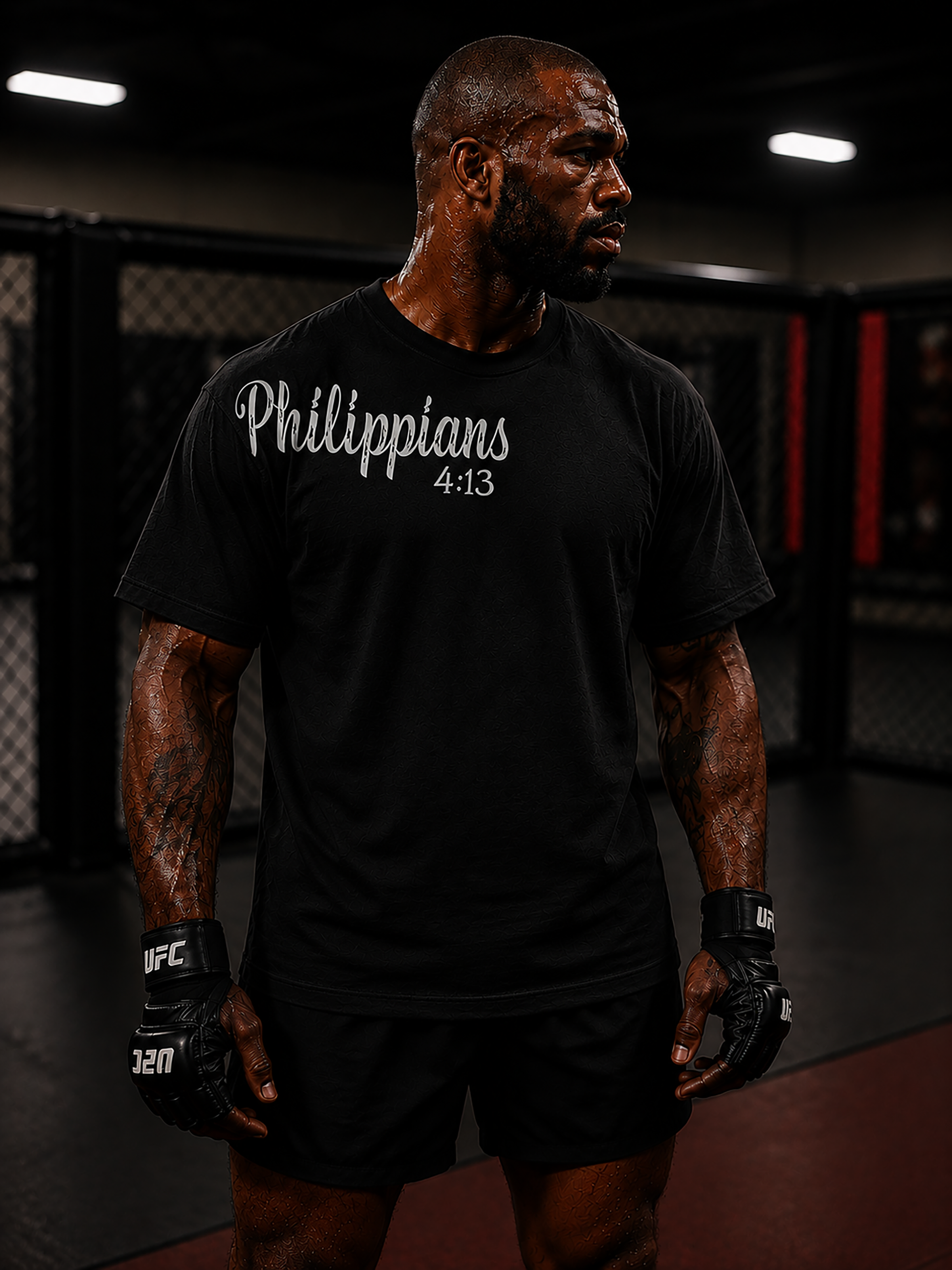 Jon Jones "GOAT"  Philippians 4:13 Tee - Men's Black T-shirt