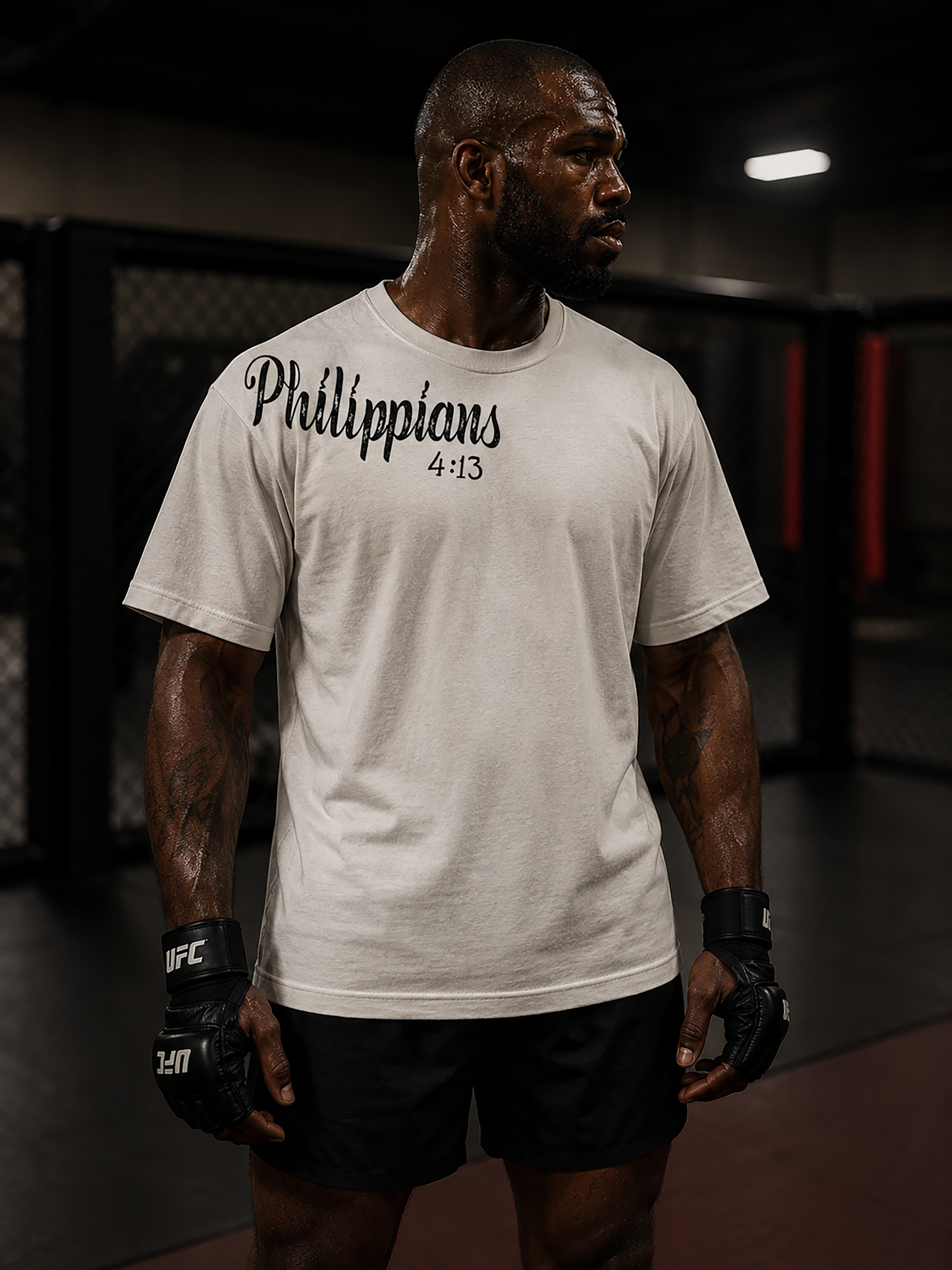 Jon Jones "GOAT"  Philippians 4:13 Tee - Men's White T-shirt