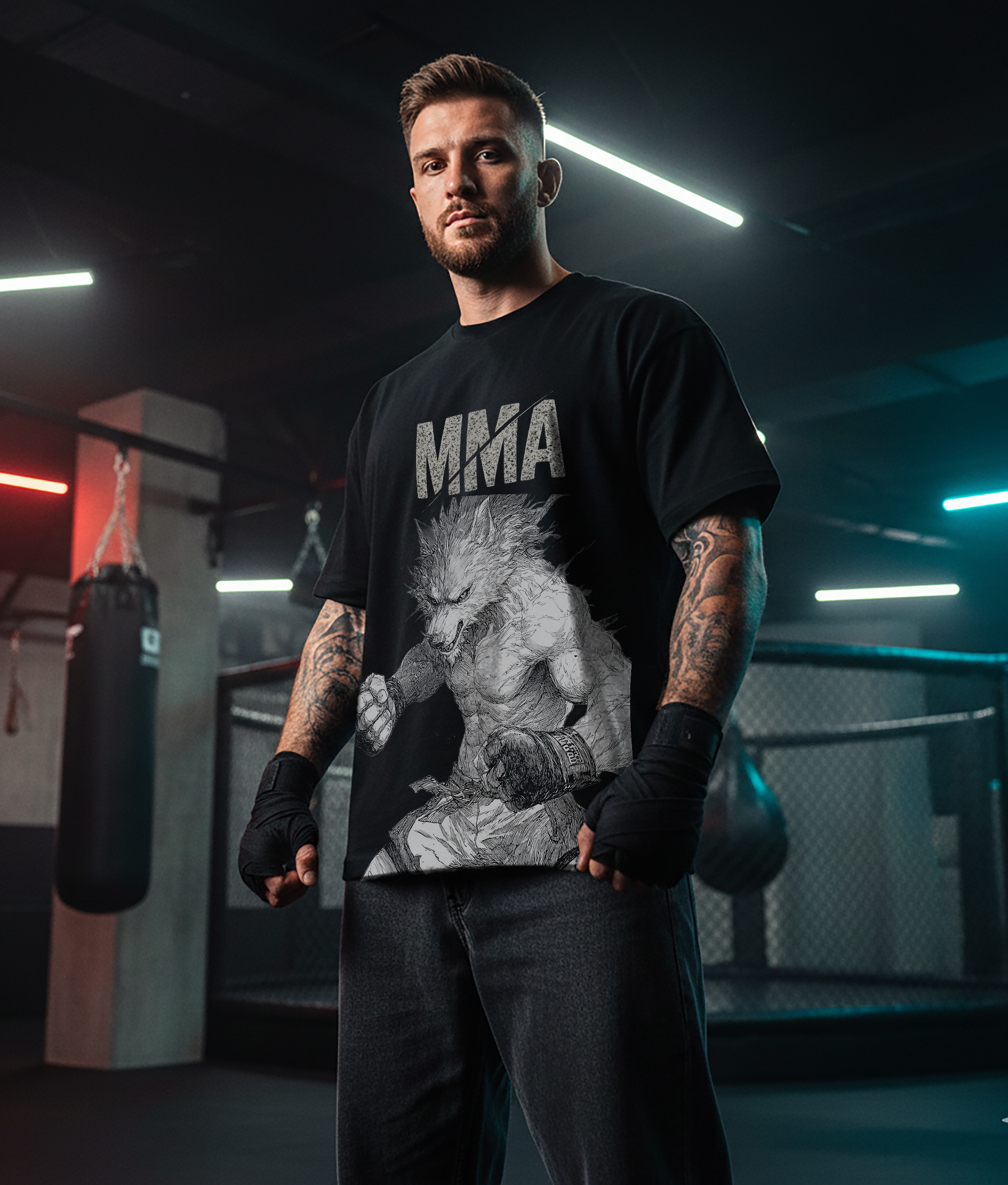 MMA Warrior Wolf - Men's Black Tee