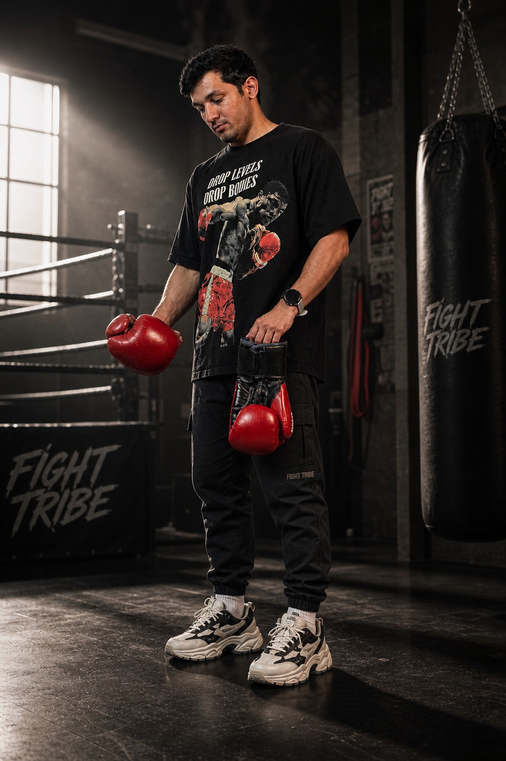 Boxing Muhammad Ali "Drop Levels Drop Bodies" - Men's Black Tee