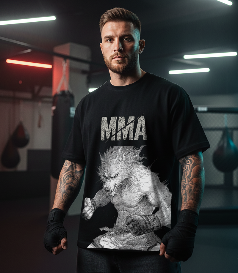 MMA Warrior Wolf - Men's Black Tee