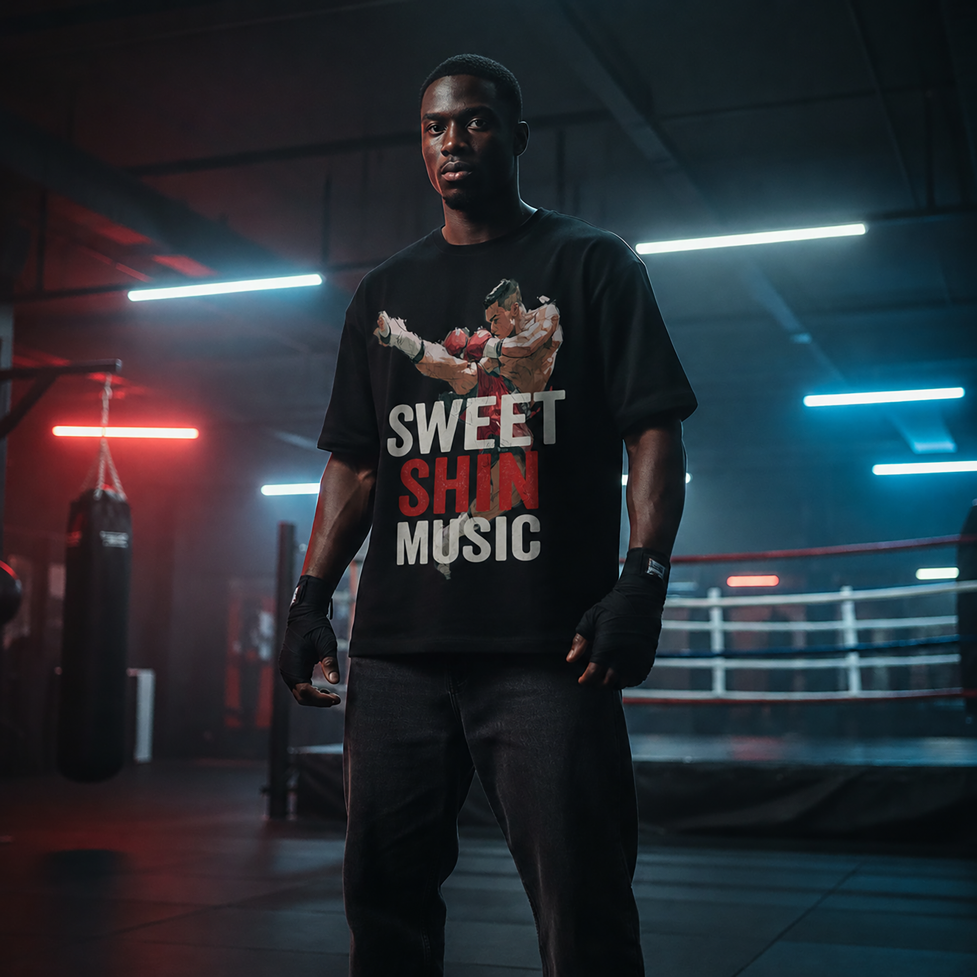 Kickboxer "Sweet  Shin Music" - Men's Oversize T-Shirt